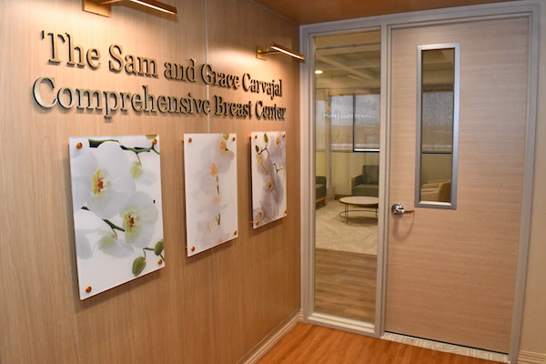 Entrance to the Sam and Grace Carvajal Comprehensive Breast Center