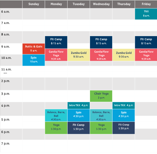 Fitness Center Schedule