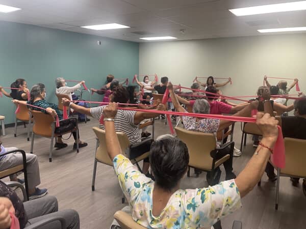 Vive Bien Senior Wellness Program - seniors exercising in class